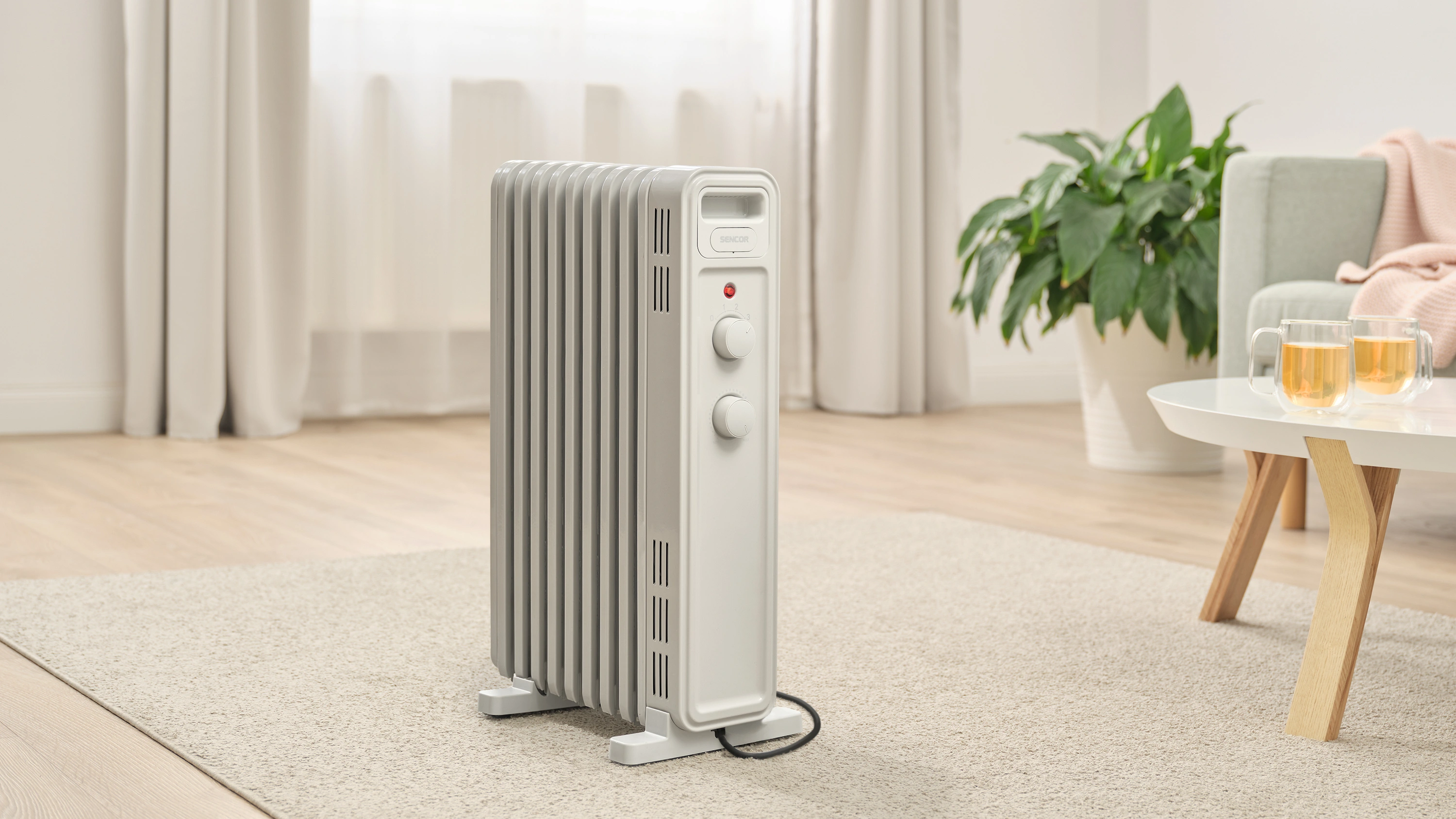 Sencor SOH 3409WH — Biały grzejnik o mocy do 2000 W