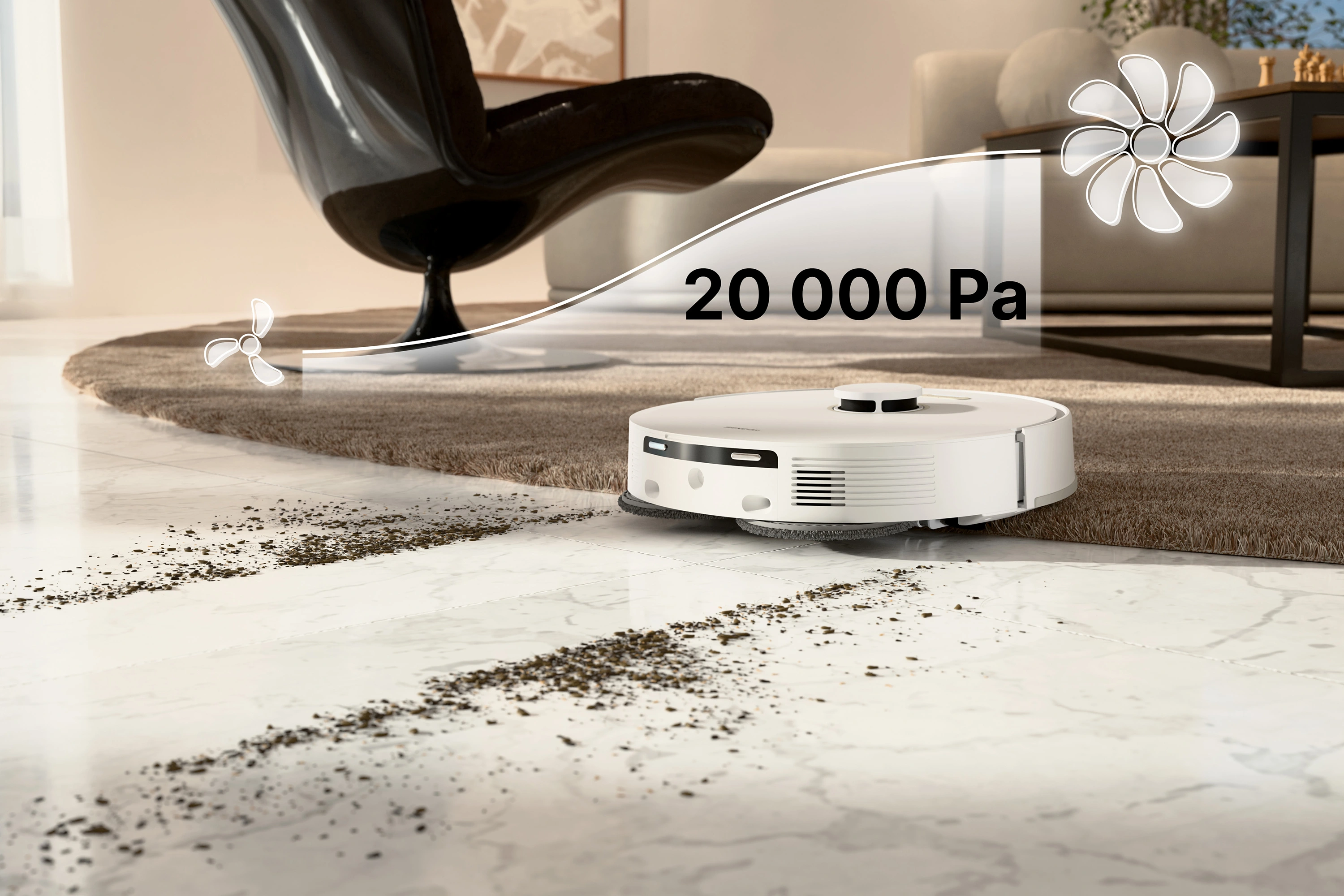 Sencor SRV 9690WH — Podciśnienie 20 000 Pa i reakcja na dywan