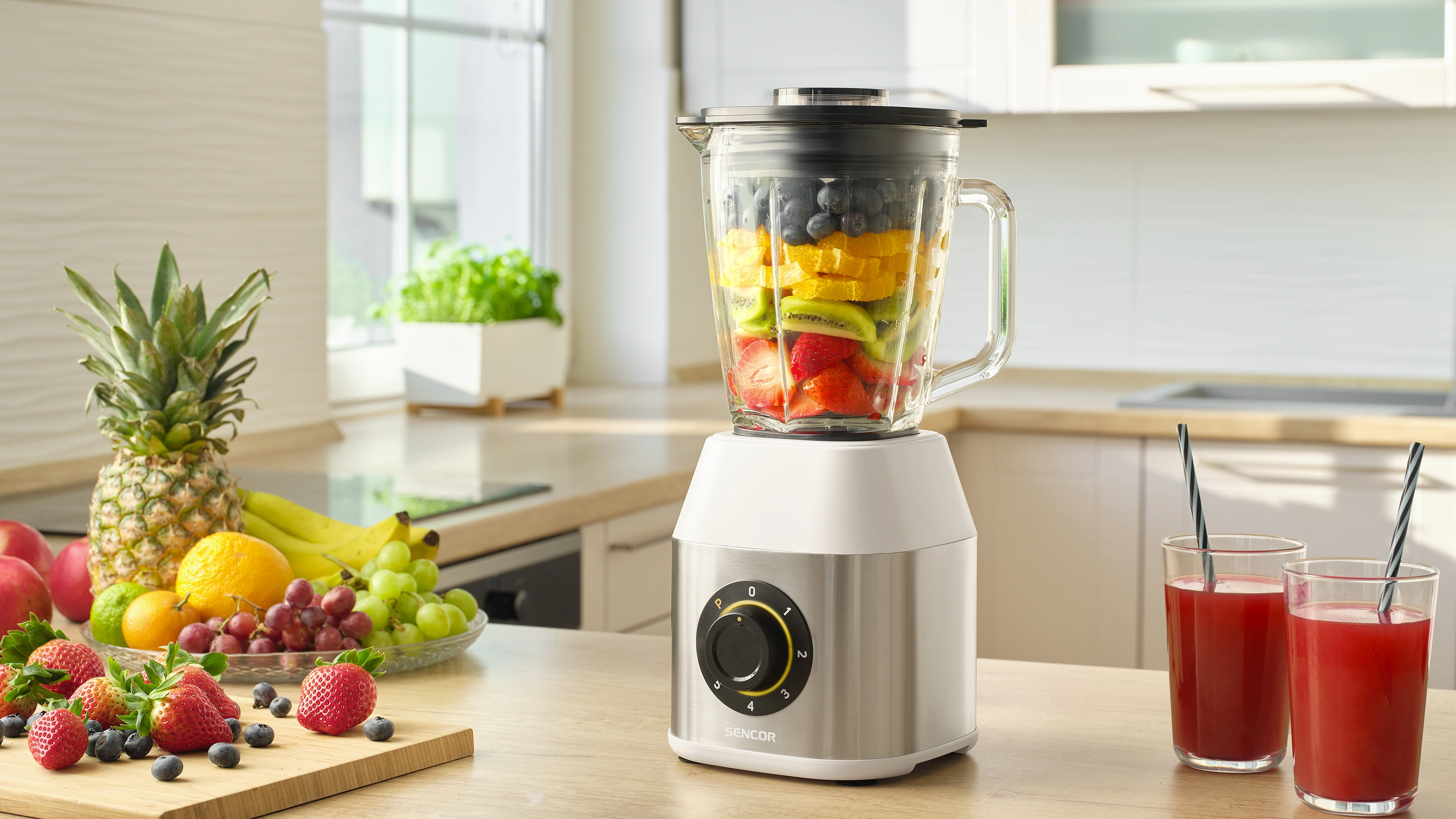 Sencor blender kielichowy ze szklanym dzbankiem SBL 4871WH