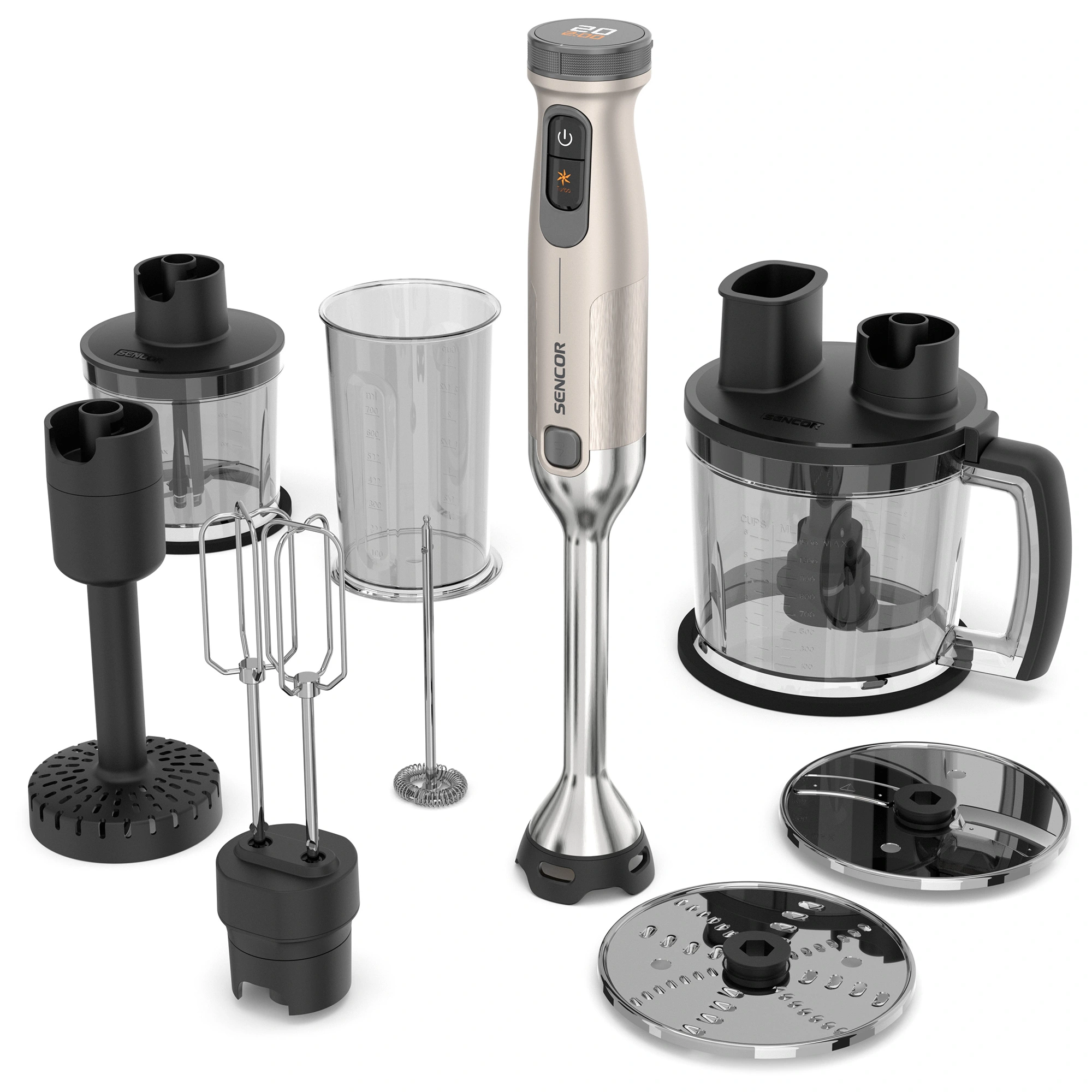 Sencor blender ręczny 6 w 1 z akcesoriami SHB 5751WS SOPHIA, zawartość opakowania