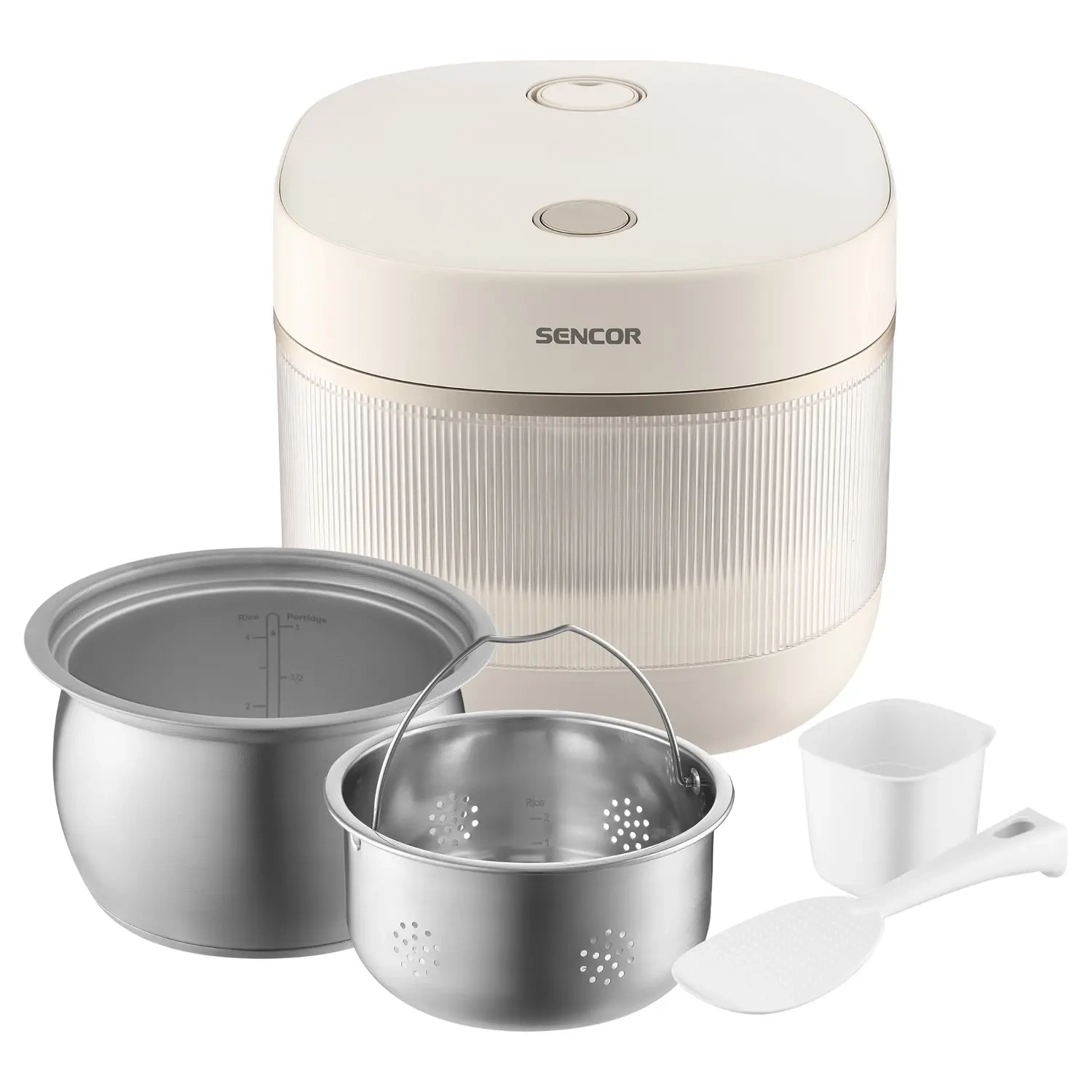 Sencor ryżowar z funkcją low carb SRM 2000WH, zawartość opakowania