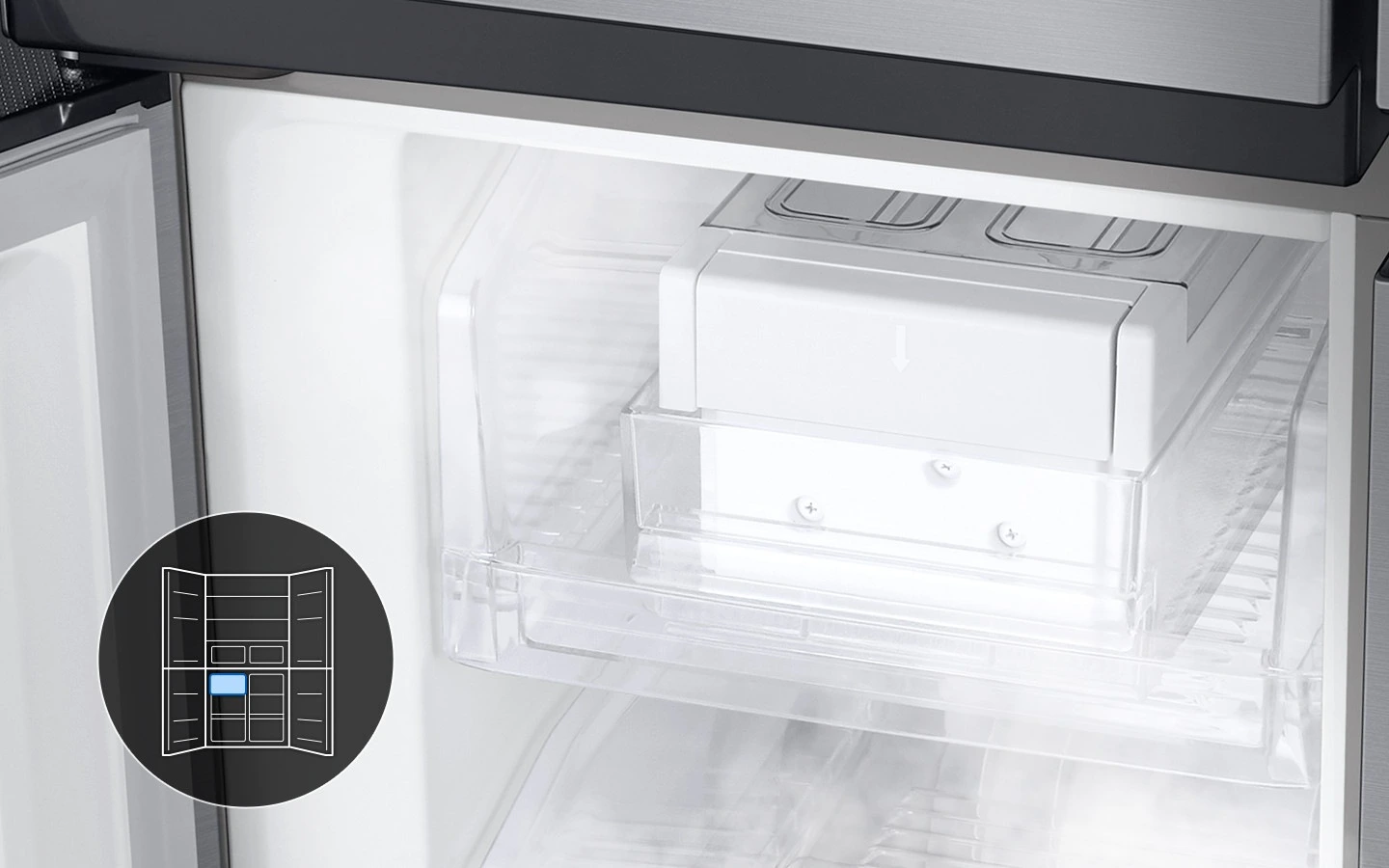 Samsung RF48A400EB4/EO — Ruchoma kostkarka do lodu