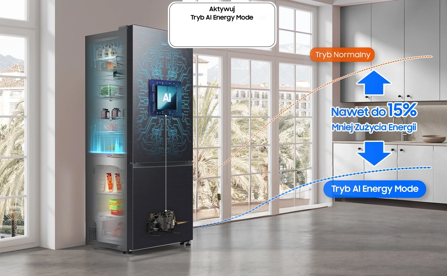 Samsung RB53DG703DB1EO — Tryb AI Energy Mode