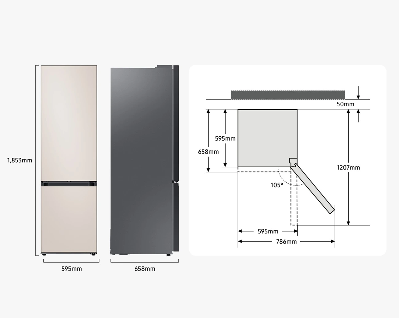 Lodówka Bespoke AI z dolnym zamrażalnikiem No Frost SpaceMax™ wys. 185,3 cm RB34C7B5CAP/EF — widok 6