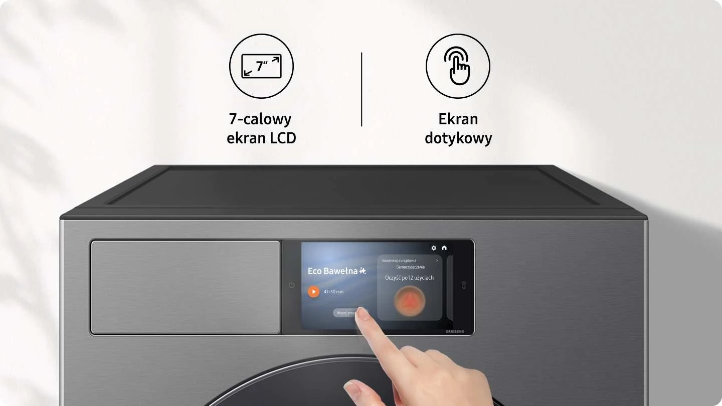 Samsung DV90F09F4SU4 — Dotykowy ekran 7 cali