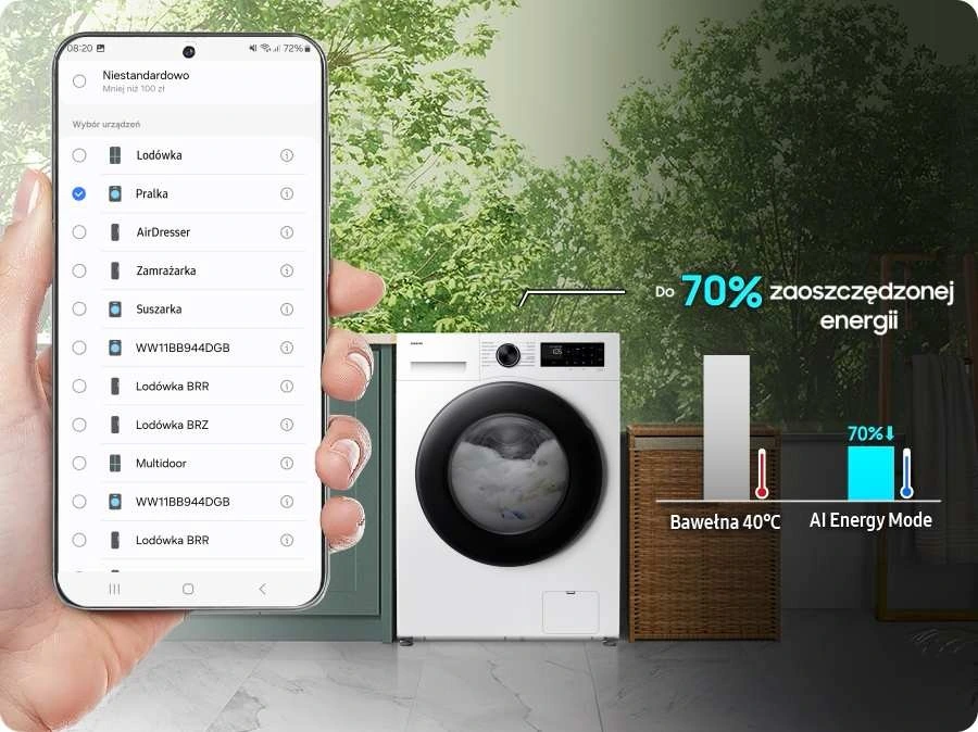 Samsung WW90DG5G34AEEO — Tryb AI Energy Mode