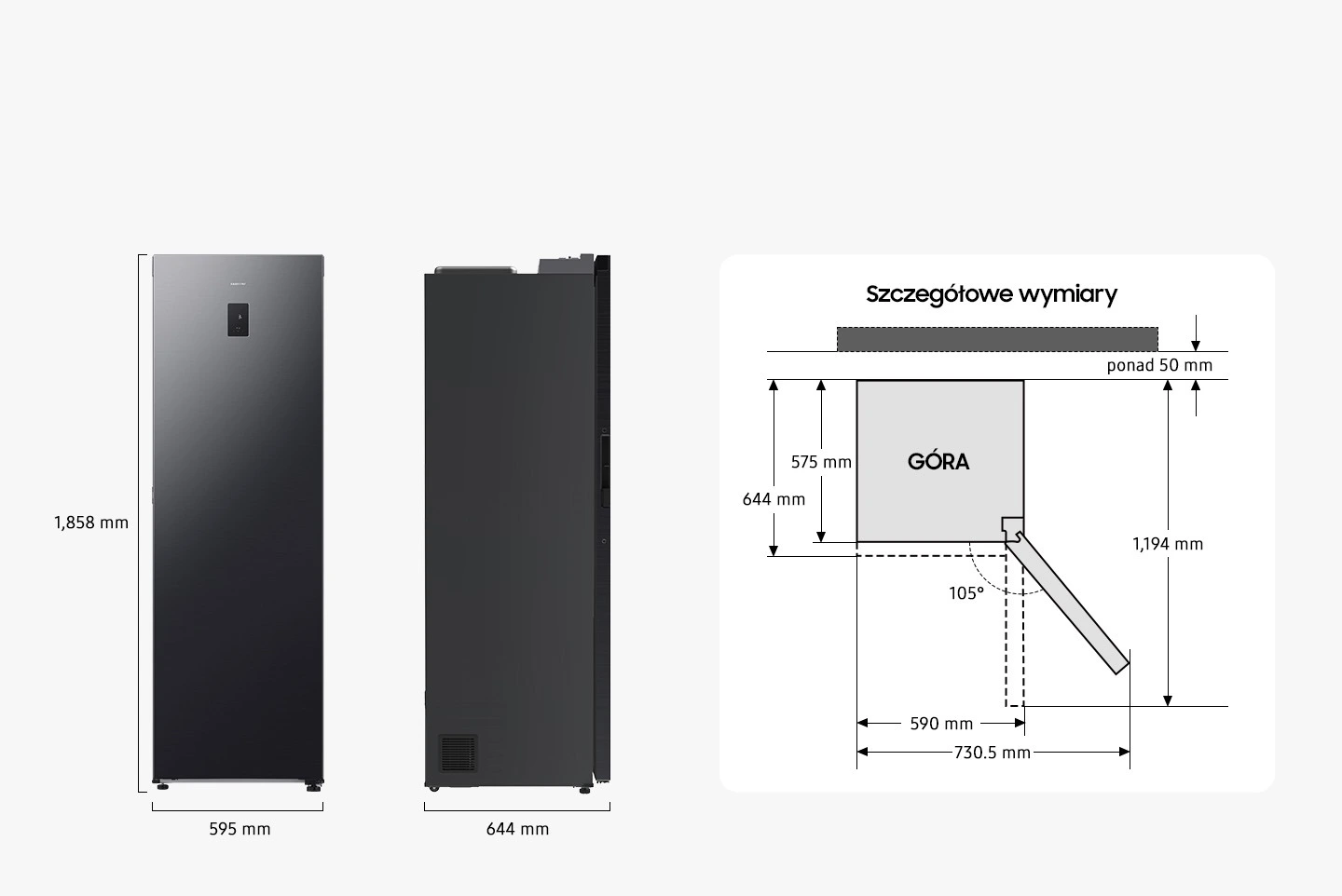 Samsung RZ80H32HDFEO — Wymiary i przestrzeń do ustawienia