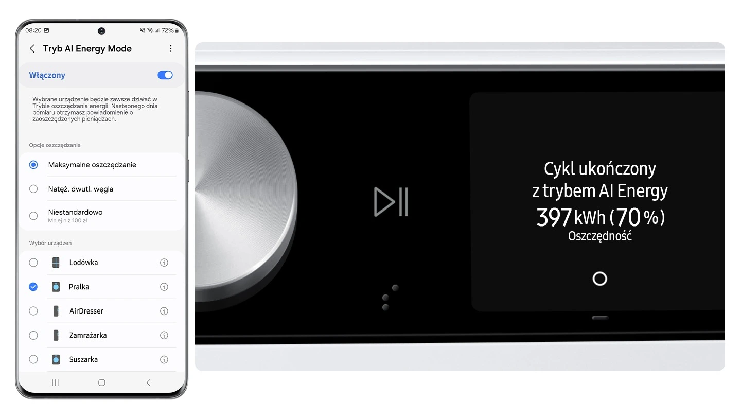 Samsung WW90DG6U25LKU4 — Tryb AI Energy Mode