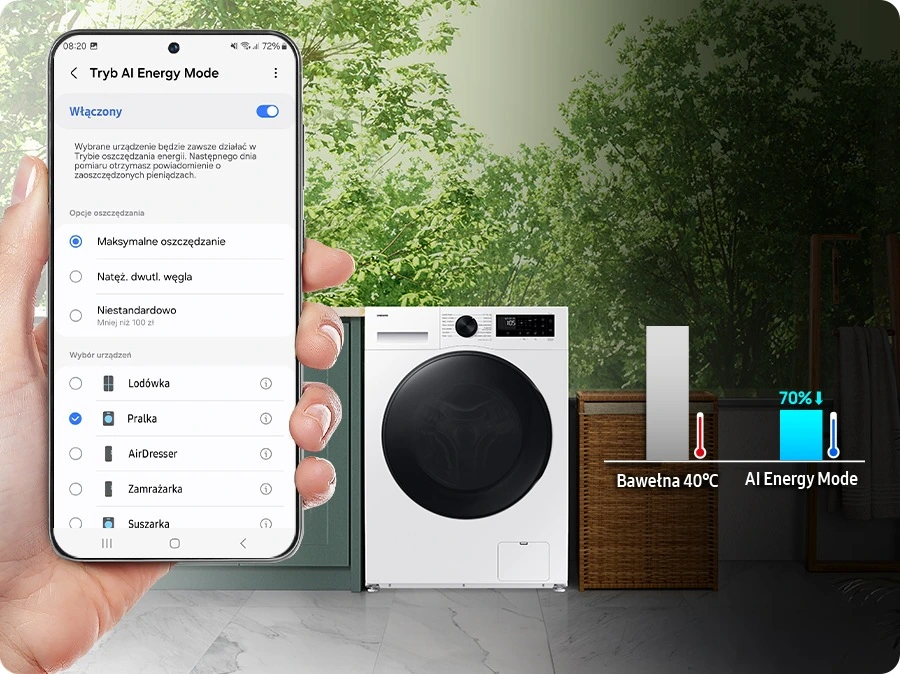 Samsung WD90DG5G34BEEO — Tryb AI Energy Mode