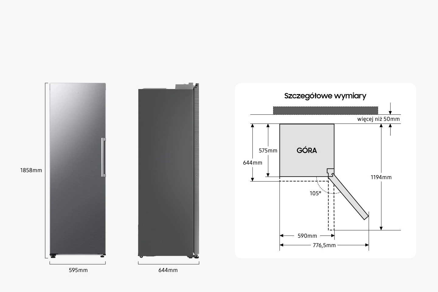Samsung RZ40H32PETEO — Wymiary i przestrzeń do ustawienia