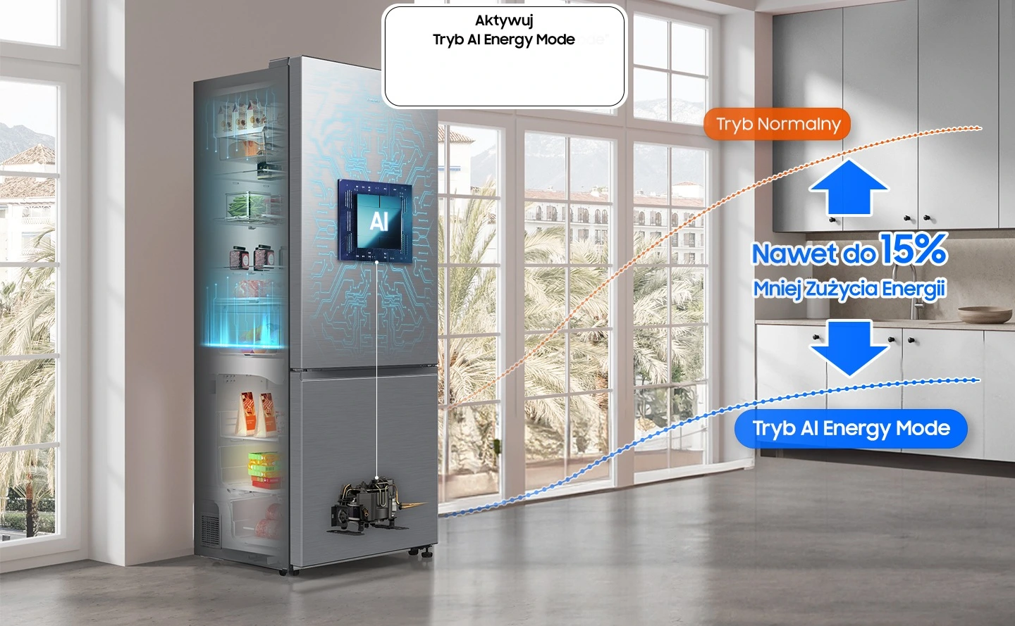 Samsung RB53DG703DS9EO — Tryb AI Energy Mode