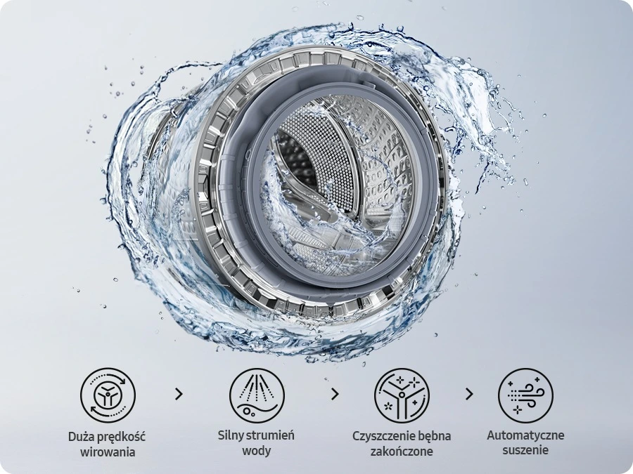Samsung WD18DB8995BZT2 — Self Clean+ do pielęgnacji bębna