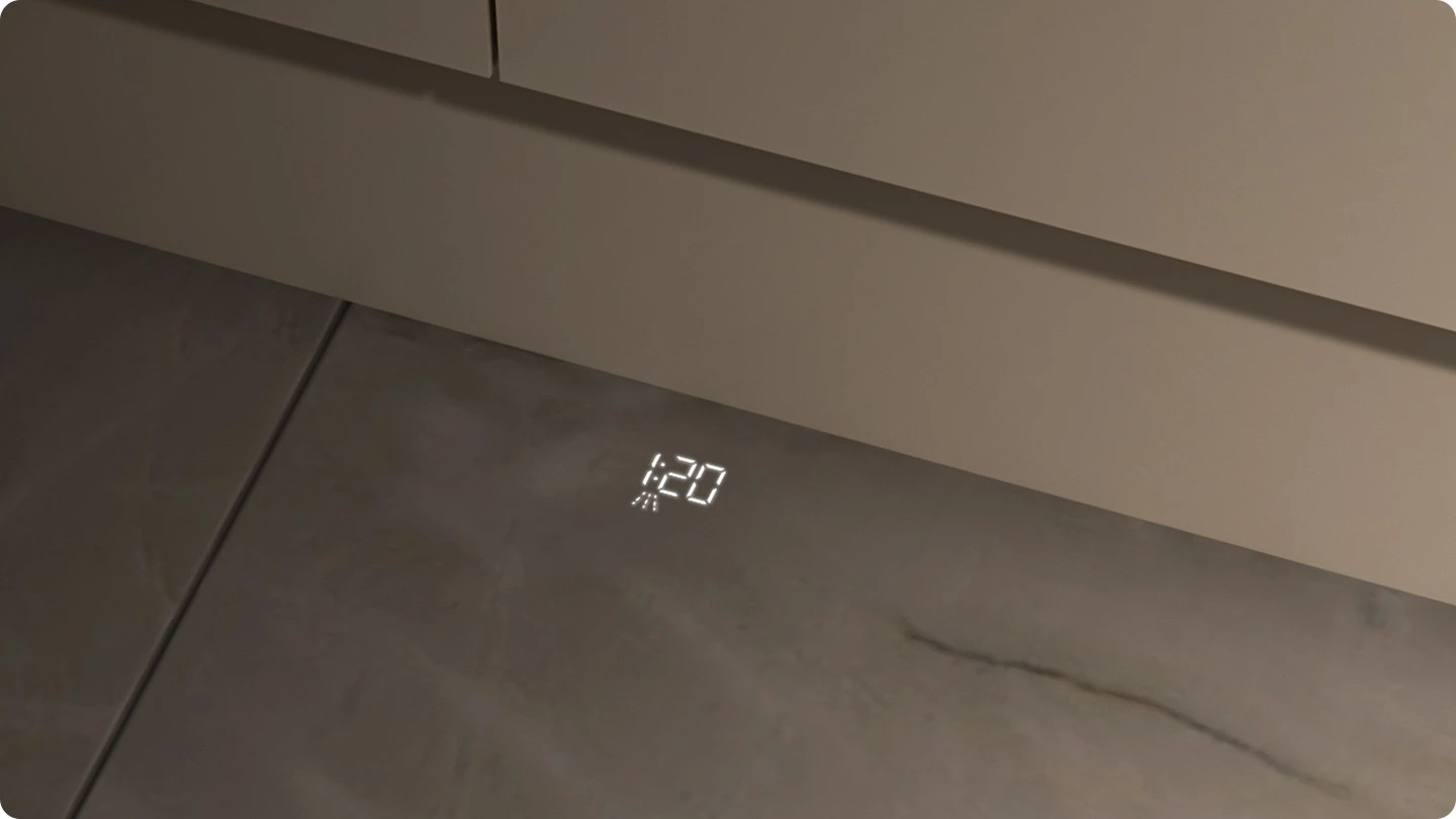 Samsung DW90H79H1B0U1 — Czas wyświetlany na podłodze