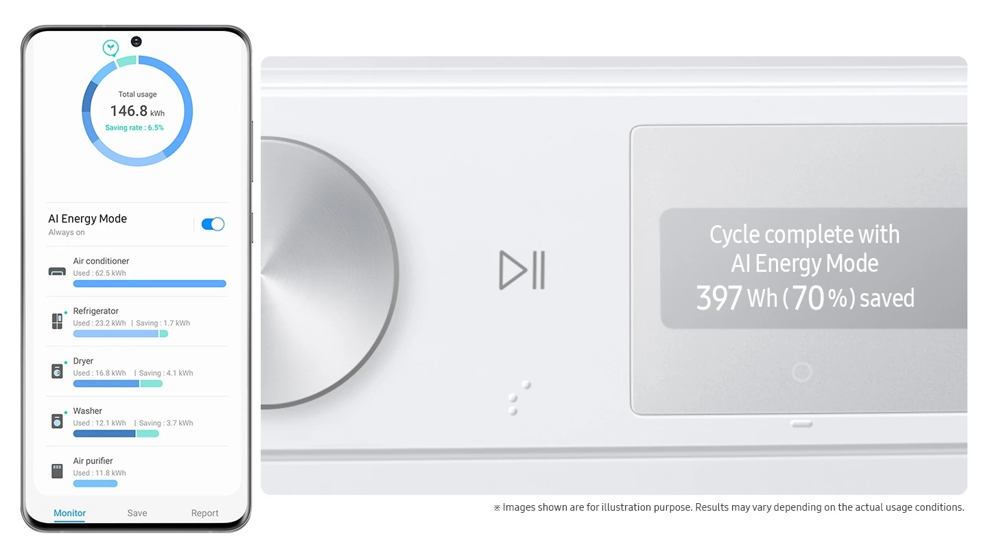 Samsung WW90DG6U85LBU4 — Tryb AI Energy Mode