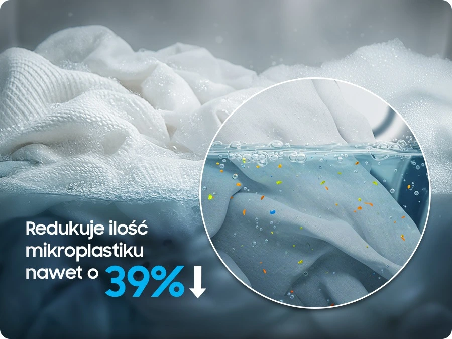Samsung WD18DB8995BZT2 — Mniej włókien z tkanin syntetycznych
