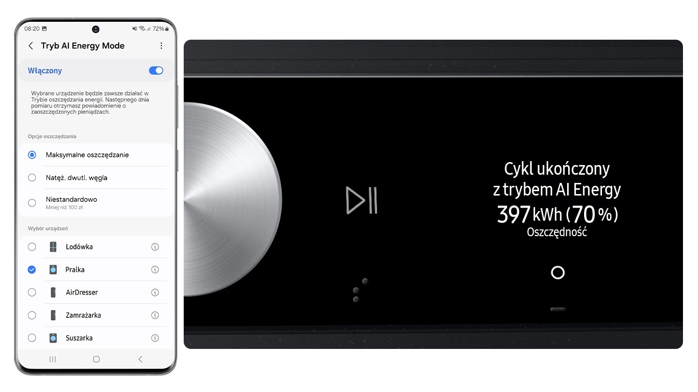 Samsung WW90DG6U25LBU4 — Tryb AI Energy Mode