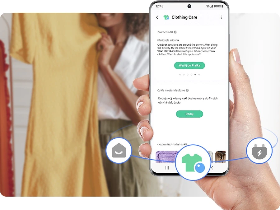 Samsung WD18DB8995BZT2 — Clothing Care i informacje o odzieży