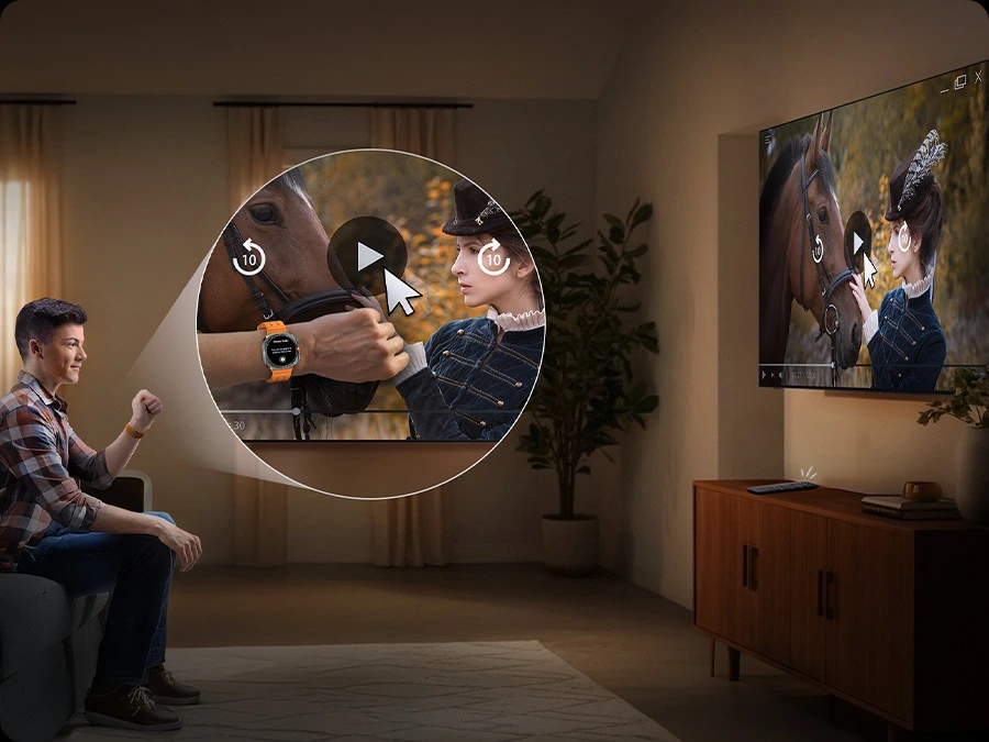 Samsung QE55Q8FAAUXXH — Sterowanie gestem z Galaxy Watch